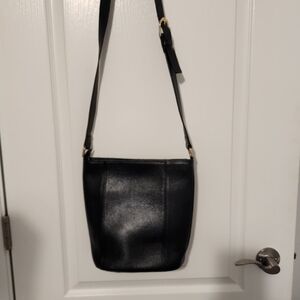 Black Leather Crossbody  Shoulder Bag